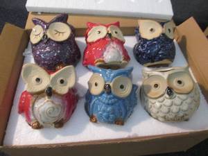 lot 176 image: 6 Owl Succulent Planters...