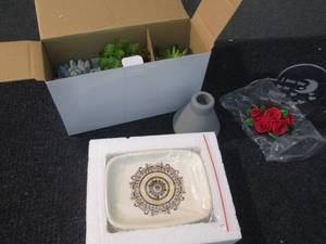 lot 208 image: Artificial Succulents, Soap Dish, C...