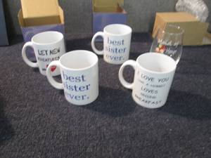 lot 284 image: 4 Gift Mugs, Wine Glass...