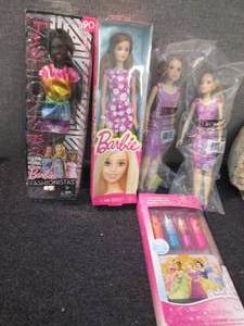 lot 347 image: 3 Barbies, 2 Fashion Dolls, Lip Bal...