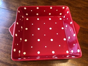 Square Covered Temptations Dish in Red