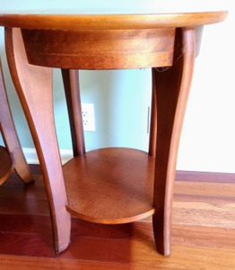 Pair of Round Wooden Accent Tables