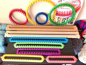 Variety Of Knitting Looms And Yarn