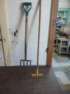 Small Garden Rake and Pitch Fork