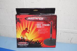 lot 28 image: Two (2) New Pro Audio Microphone Stands - JamStand Desktop  Tabletop & Atlas Floor Stand
