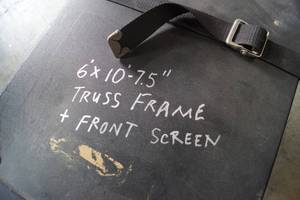 lot 37 image: Large Portable Folding Fast Fold Video Projection  Projector Screen & Hard Sided Travel  Storage Case