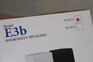 lot 27 image: New in Box PAIR of EMP Model E3B White Bookshelf Audio Speakers