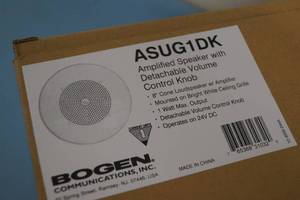 lot 53 image: Lot of 2 - New Bogen Amplified Ceiling Speaker with Detachable Volume Control Knob