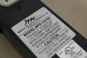 lot 83 image: Middle Atlantic Commercial Grade 14-Outlet 15-Amp Surge Protected Power Strip