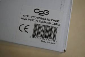 lot 109 image: C2G 50 50 Foot Commercial Grade Pro Series Plenum Rated HDMI Cable - New