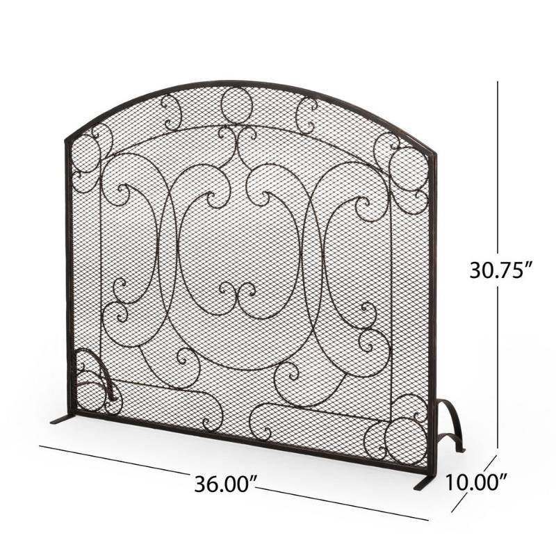 lot 534 image: Noble House Burnell Black Brushed Gold Metal 1-Panel Fireplace Screen, 71567