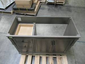 lot 100 image: Home Decorators Collection Naples 48 in. W Vanity Cabinet Only in Distressed Grey NADGA4821D