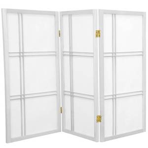 lot 301 image: Oriental Furniture 3 ft. White 3-Panel Room Divider, DC36-WHT-3P
