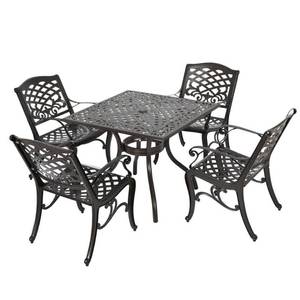 lot 308 image: (TABLE TOP ONLY) For Sarasota Bronze Aluminum Square Outdoor Dining Set - Missing Base and Chairs - Table Top Only.