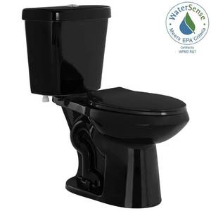 lot 319 image: Glacier Bay 2-piece 1.1 GPF1.6 GPF High Efficiency Dual Flush Elongated Toilet in Black, N2316-BLK
