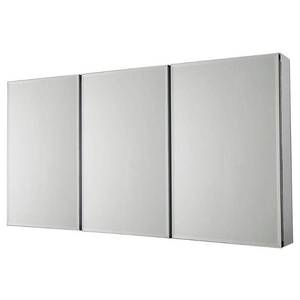 lot 320 image: Pegasus 48 in. W x 26 in. H Frameless Recessed or Surface-Mount Tri-View Bathroom Medicine Cabinet with Beveled Mirror, SP4588