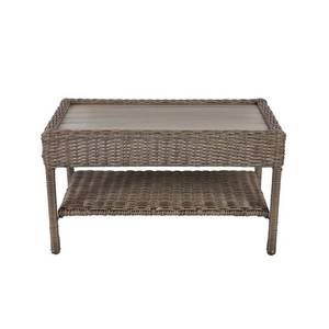 lot 142 image: Hampton Bay Cambridge Grey Wicker Outdoor Coffee Table 65-17148G5