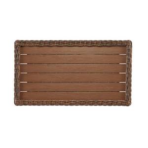 lot 144 image: Hampton Bay Cambridge Brown Rectangular Wicker Outdoor Coffee Table with Faux Wood Table Top 65-17148B5