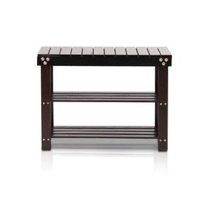 lot 150 image: Furinno Pine Solid Wood Espresso Color 3-Shelf Multipurpose Rack with Stool FNCJ-33019EX