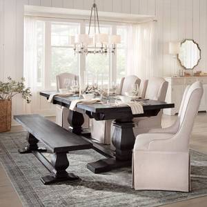 lot 339 image: Home Decorators Collections Aldridge Washed Dining Table with Bench, NB023WB