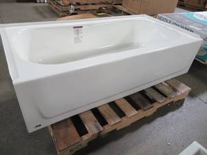 lot 331 image: Bootz Aloha 30 x 60 x 14 14 Standard Fit Left-Hand Drain in White. - Compatible Tile Kit in Lot 332