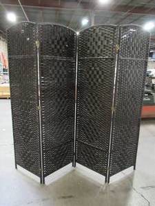 lot 341 image: Oriental Furniture 6 ft. Black 4-Panel Room Divider, SSFIBER-4P-BLK.