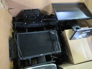 lot 201 image: WHOLESALE MIXED PALLET OF COMPUTER MONITORS, HEADSETS, PRINTER AND MORE