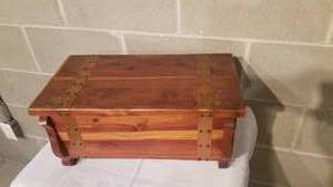 lot 17 image: Miniature Cedar Chest with Brass Banding