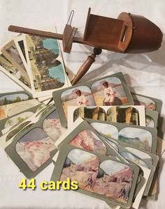lot 18 image: Antique Stereoscope Viewer with 40 View Cards