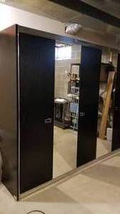 lot 3 image: Black and Mirrored Closet Wardrobe