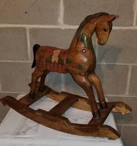 lot 126 image: Carved Wooden Rocking Horse
