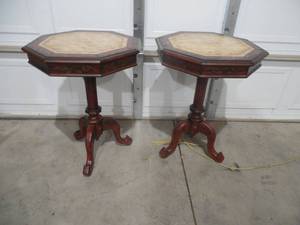 lot 10 image: (2) end tables 28 Tall x 20 Round
