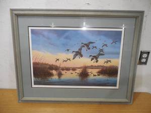 lot 18 image: Jerry Raedeke signed lithograph Framed Feet Down at Dr Js