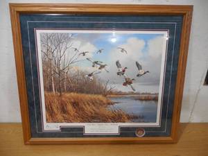 lot 20 image: North Shore - Buffalo Lake - Mallards by David A. Maass Signed & Numbered Limited Edition Framed Print