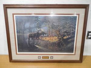 lot 23 image: The Edge of Winter (Moose) by Ken Zylla Framed print 800