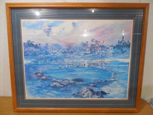 lot 27 image: Framed Golfer Painting - Rare