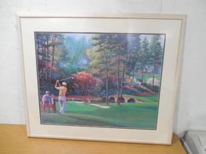 lot 28 image: Marv Brehm 11th Hole At Augusta Professionally Matted,Framed,
