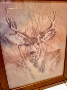 lot 182 image: Pair of Framed Deer Artwork