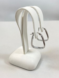 lot 1 image: Pair of 14k White Gold Square Shaped Hoop Earrings