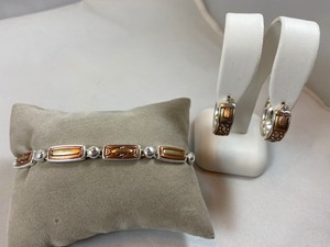 lot 15 image: Matching Earrings & Bracelet Set LC Mixed Metals