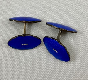 lot 21 image: Pair Vintage Sterling Cloisonne Cufflinks
