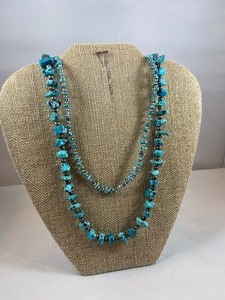 lot 25 image: Pair Turquoise Necklaces w Sterling Beads