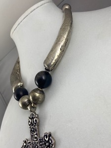 lot 30 image: Large Silver Cross Pendant Necklace- Made in India