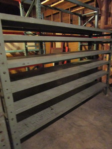 lot 131 image: F.O.K. SOLID STEEL SHELVING UNIT