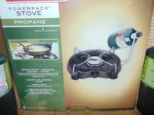 lot 43 image: (1) Coleman Powerpack Stove and (2) 1 Lb Cylinders