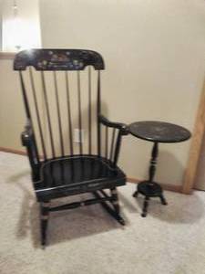 lot 15 image: Painted Rocking Chair & Side Table