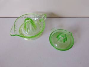 lot 118 image: Two Vintage Uranium Glass Juicers