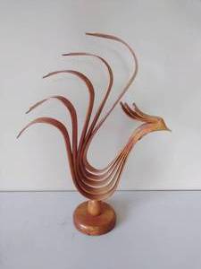 lot 169 image: Small Crested Rooster Ash Sculpture by Pierre Atarie