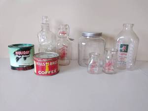 lot 193 image: Collection of Vintage Glass Bottles & Tins