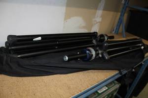 lot 130 image: Ultimate Support Telelock Stereo Speaker Stands with Carry Case